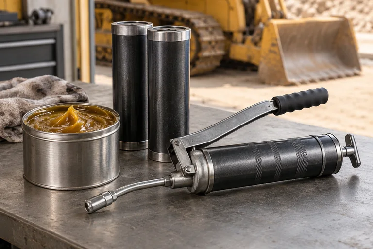 Illustrative heavy equipment greases photography