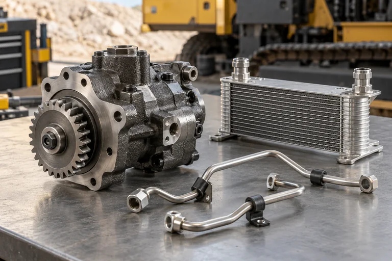 Illustrative heavy equipment lubrication system photography