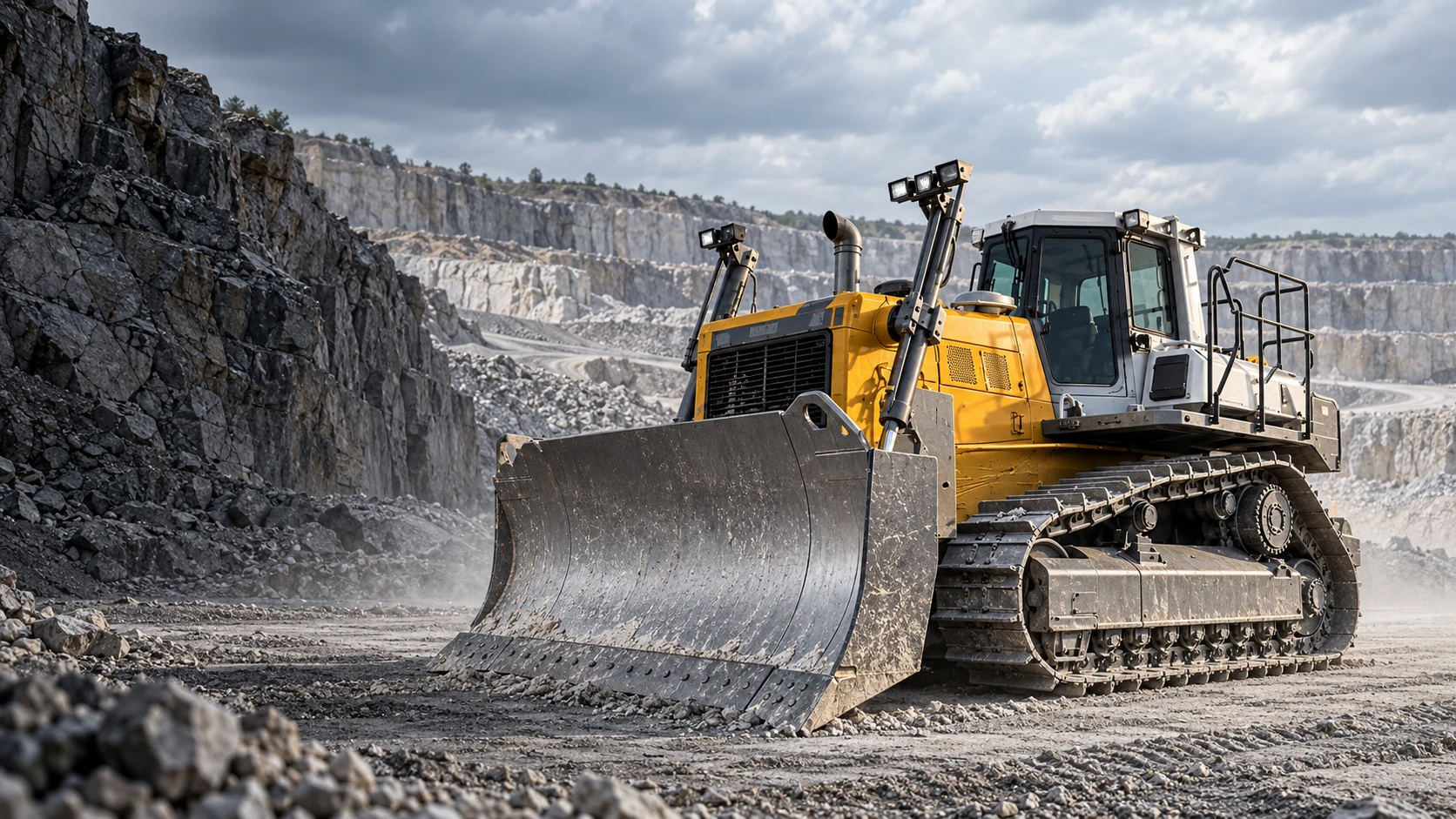 Illustrative AI image of a crawler dozer in a quarry